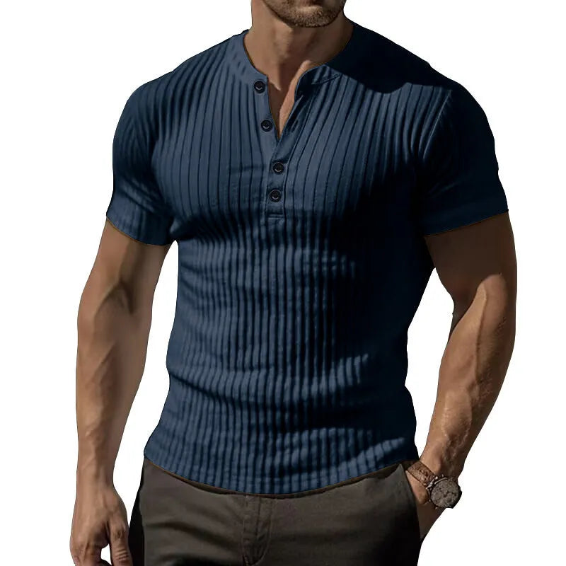 Men's slim-fit muscle cut polyester t-shirt in solid colours with sports styling and Asian sizing