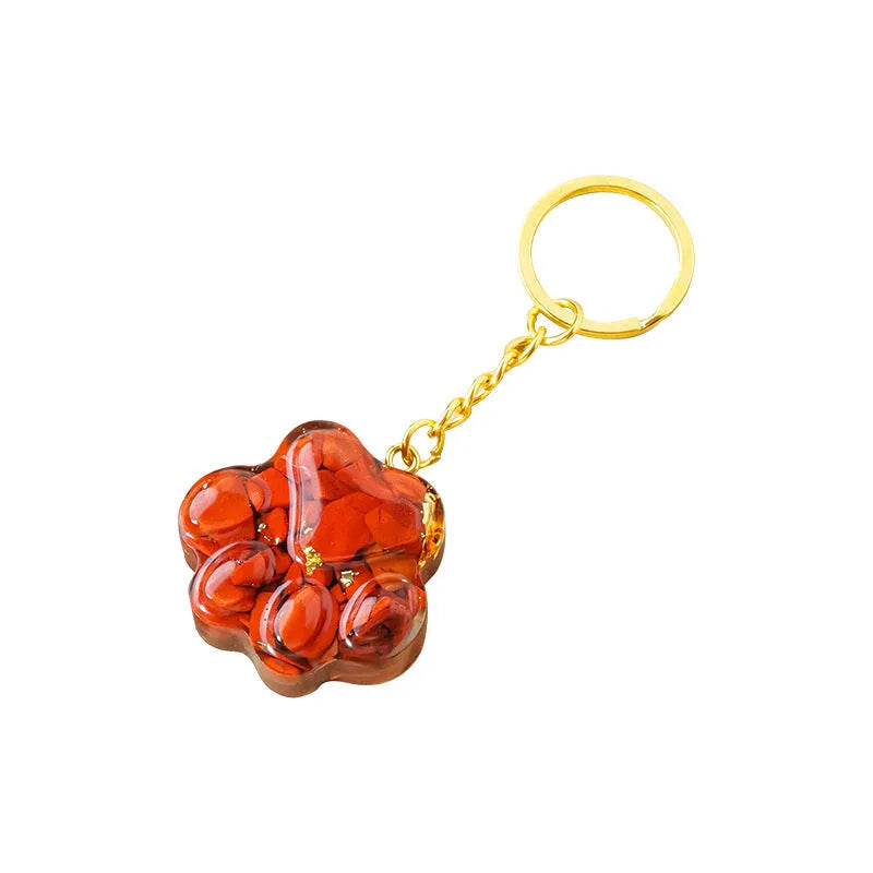 Natural crystal cat's paw keychain pendant in random colour option