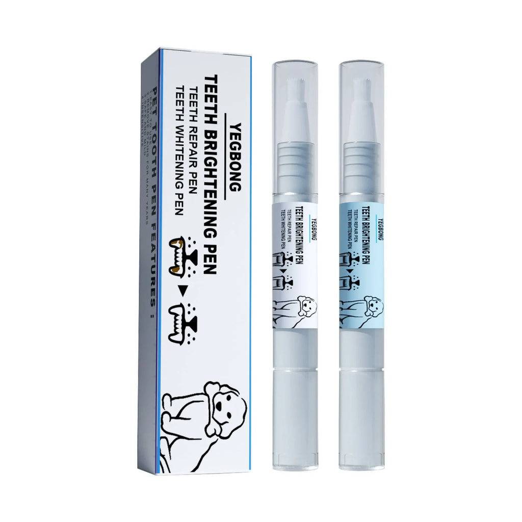 Pet teeth whitening pen with dental brushes for dogs and cats tartar removal