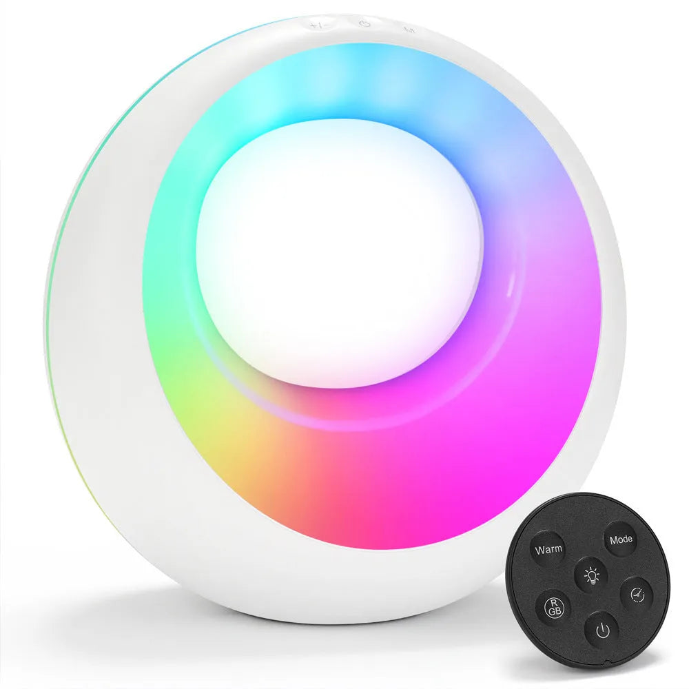 Creative Touch RGB colour-changing night lamp with remote control on a desk