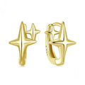Minimalist sterling silver star clip earrings with oxidation treatment and XINGX celestial elements