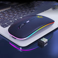 Black and white dual-mode wireless silent mouse with luminous charging indicator and adjustable DPI switch