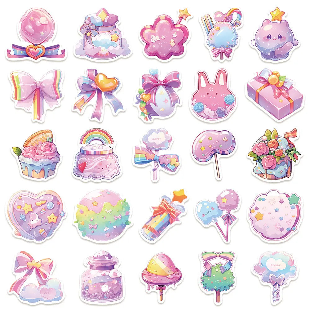 Waterproof decorative stickers with candy design measuring 4-7cm