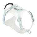 Light purple dog chest harness with integrated LED light, showing adjustable nylon straps and buckle.