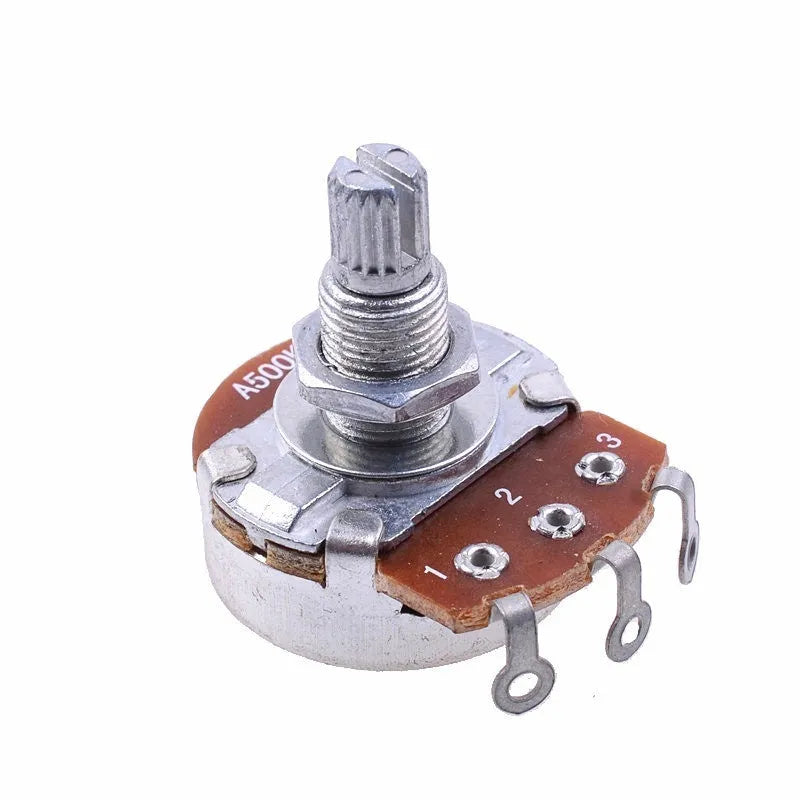 Metal electric guitar potentiometer knob with colour-coded resistance markings