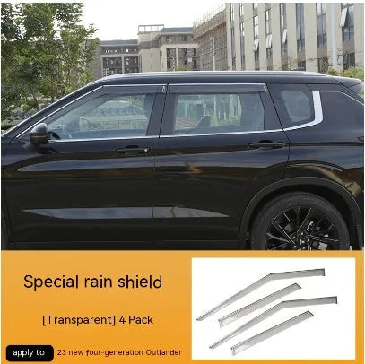 2023 Outlander window deflectors in black warrior style, mounted on vehicle exterior
