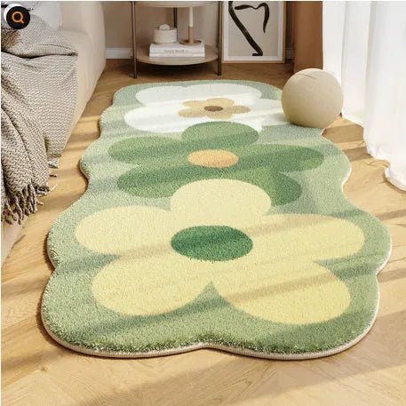 Flower-shaped cashmere blanket with printed cartoon patterns in various colours and sizes