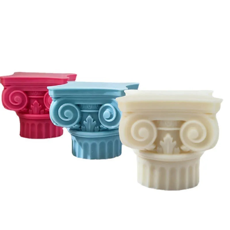 Roman pillar silicone mould for candle making and crafts with irregular column design