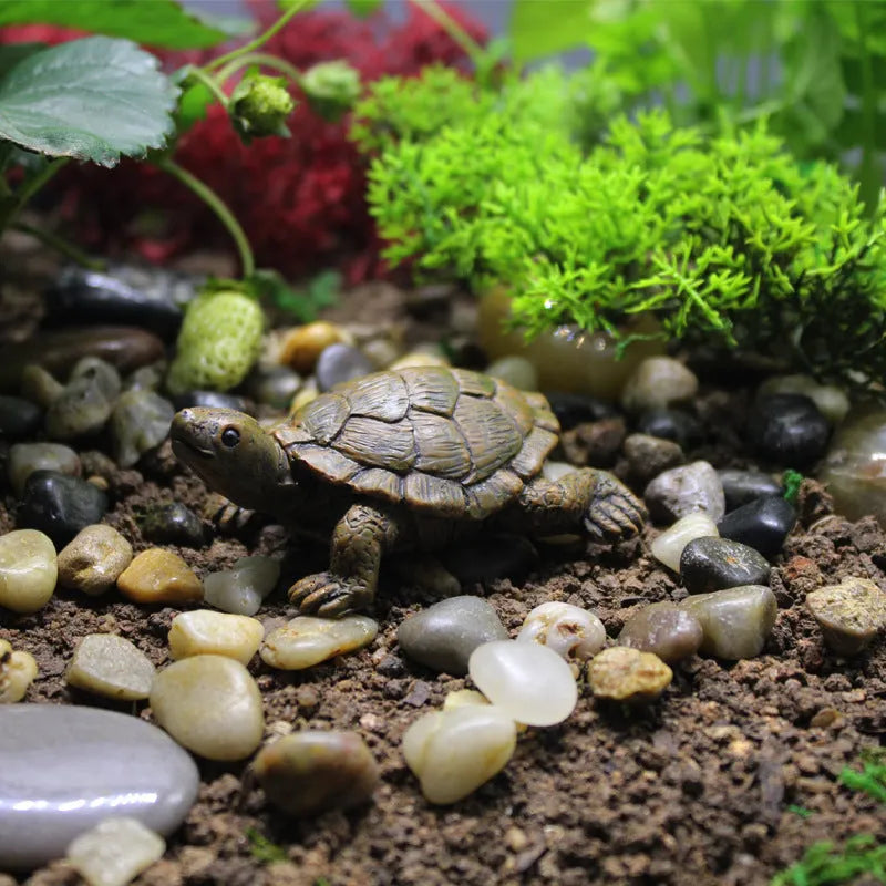 Realistic resin simulation turtle garden ornament for miniature displays