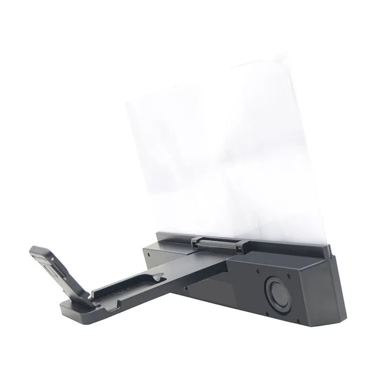 12-inch mobile phone screen amplifier with black ABS housing and built-in speaker for audio playback.