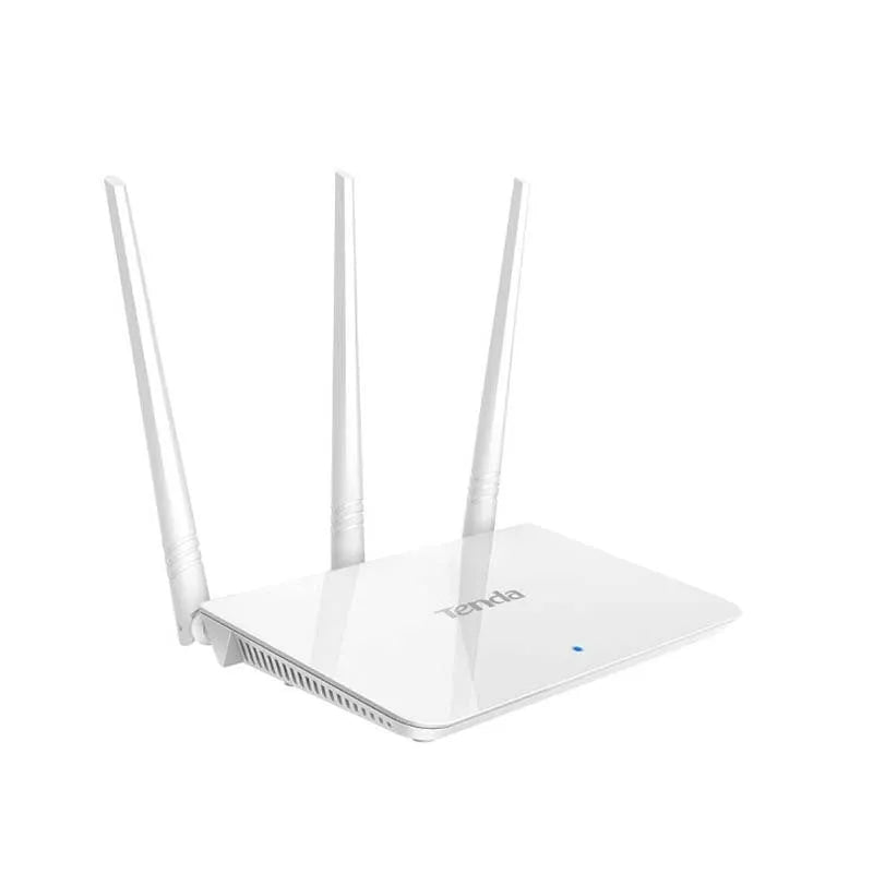White dual-band wireless router supporting 2.4GHz and 5GHz WiFi frequencies