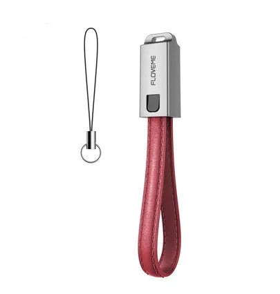 Short 20cm leather-finish USB charging cable with Apple Lightning connector in three colour options