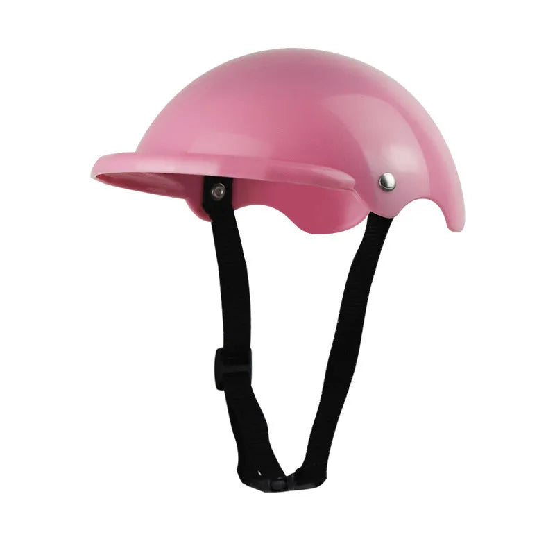 S size plastic pet helmet for motorcycle safety in black, green, pink or yellow monochrome colours