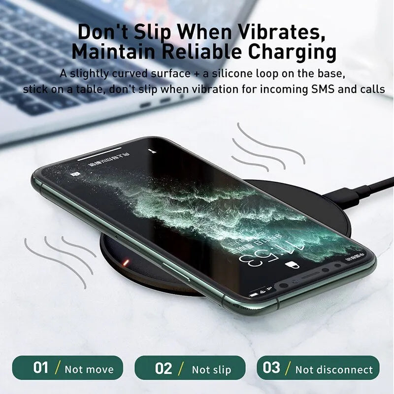Baseus 15W wireless charging pad for mobile phones with Type-C port and LED indicator