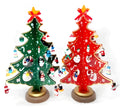 Hand-painted wooden Christmas tree decoration 36cm tall in green and red colours