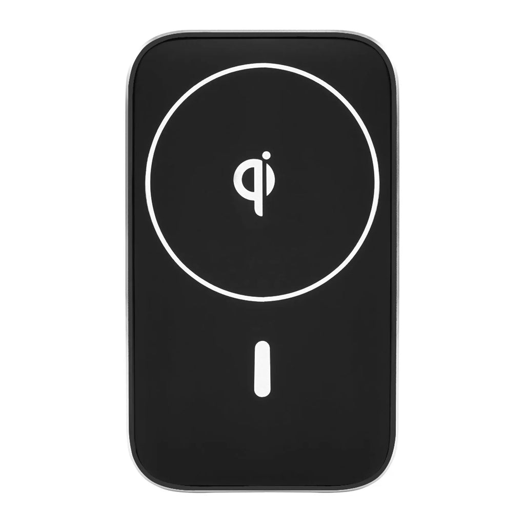 Black M6 magnetic wireless car phone charger mounted on a car air vent.