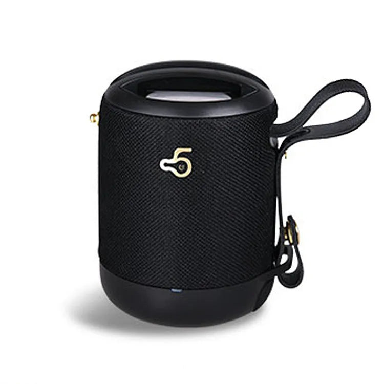 Compact square waterproof Bluetooth speaker in multiple colours with carrying strap.