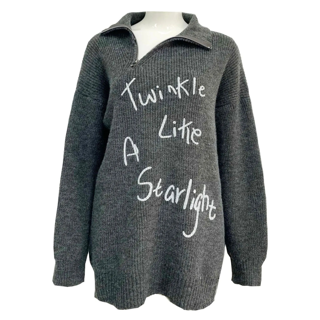 Women's alpaca fleece pullover sweater with an oblique chest zipper and retro turtleneck.