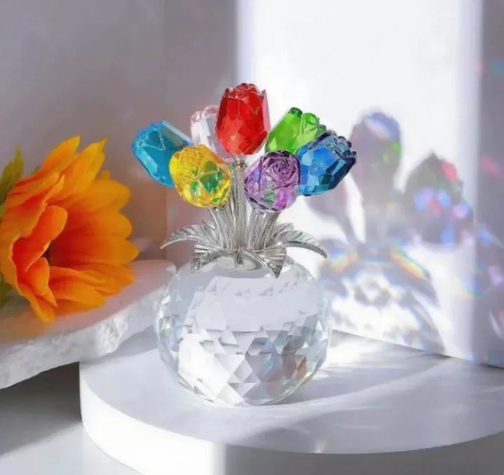 K9 crystal geometric rose decoration in multiple colour options including blue, red, purple, pink, yellow, green, and colourful