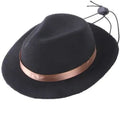 Wool felt mini pet hat for dogs and cats in pink colour showing 15.5cm diameter measurement