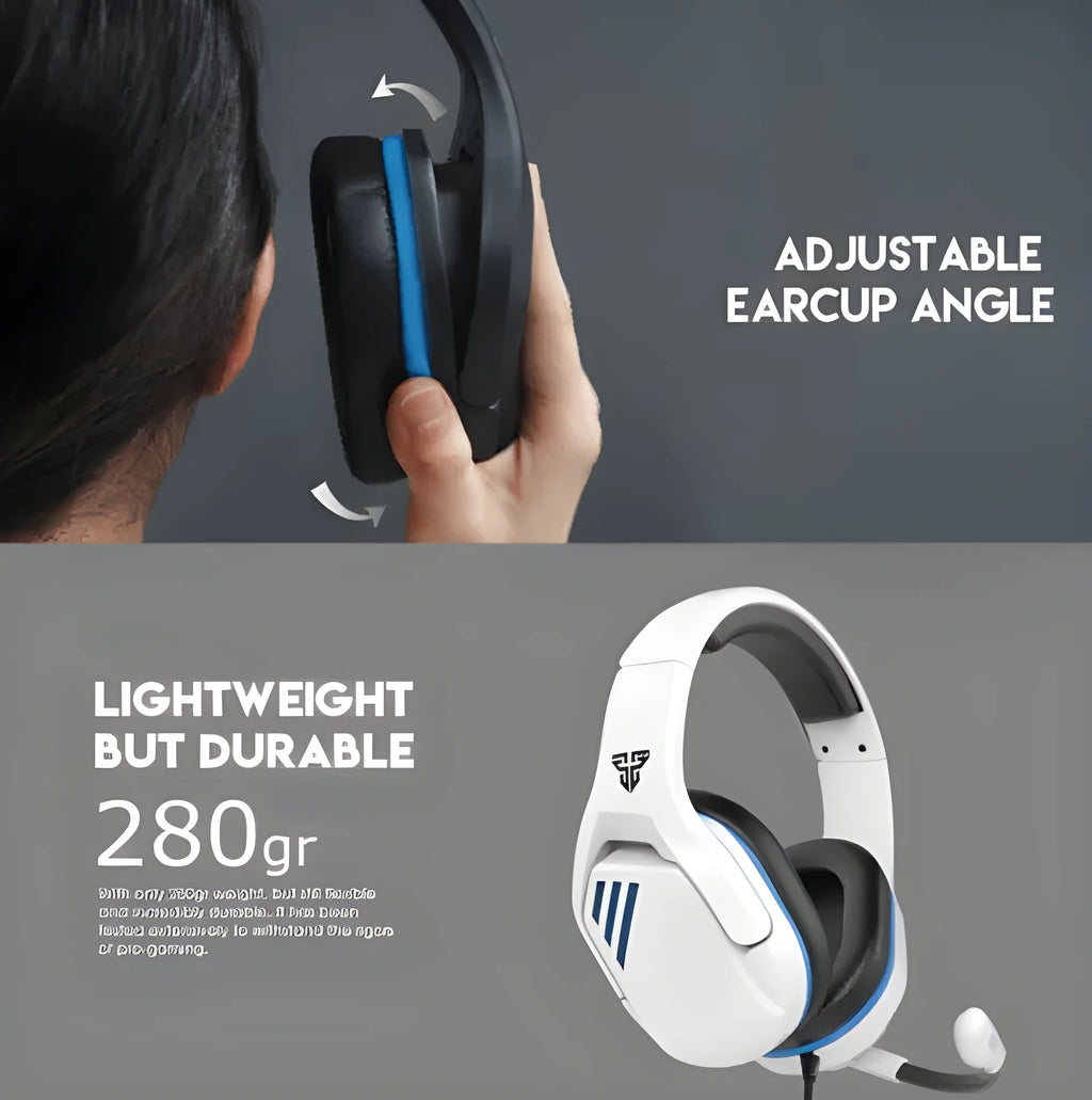 MH86 black and white gaming headset with microphone and 2-metre cable