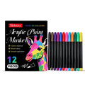 Set of 12 acrylic paint markers with water-based formula for arts, crafts, and multi-surface marking