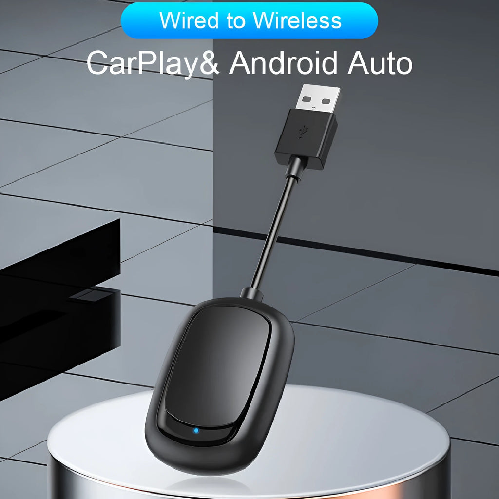 Wireless CarPlay and Android Auto interconnection box with USB connection and ABS plastic housing