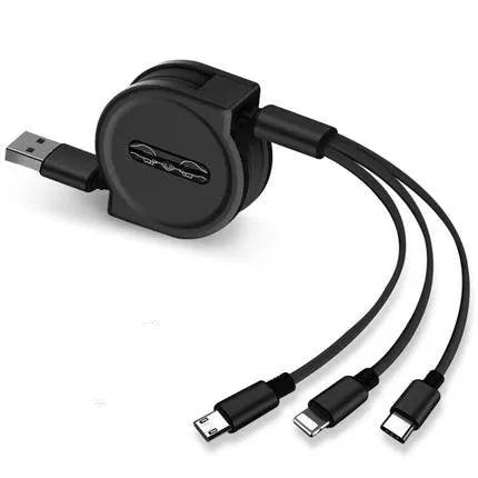 Telescopic charging cable extended to 120 cm length with titanium alloy connector