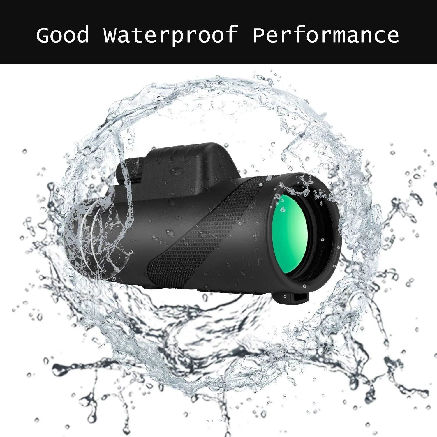 Black HD 40x60 monocular telescope for mobile phones with 40x magnification and waterproof design.