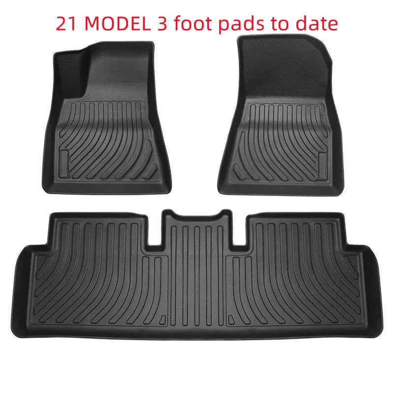Rubber floor mat with TPE footrest for Tesla Model 3, Y, S, and X cars