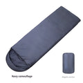 Navy blue adult camping sleeping bag with envelope structure and hollow cotton fibre filler