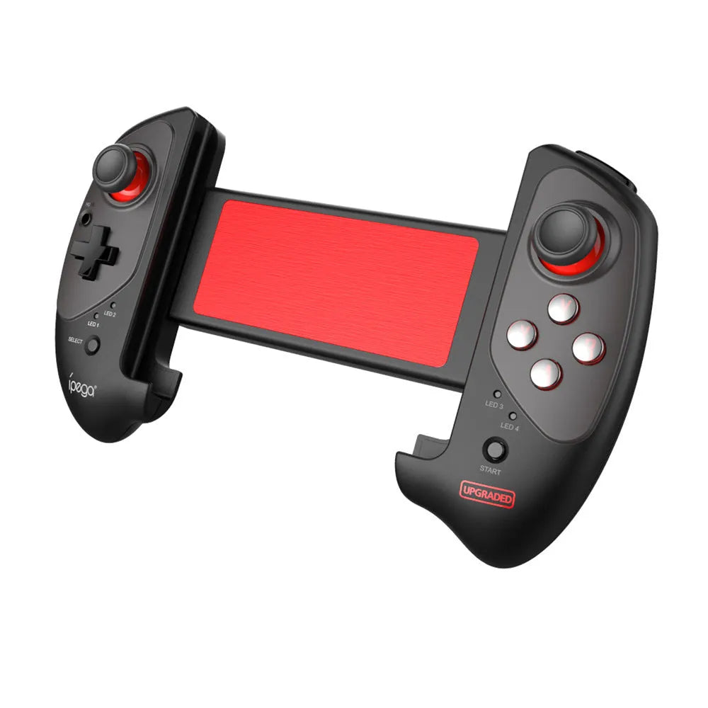 Red telescopic Bluetooth gamepad controller for Android iOS and PC with USB cable