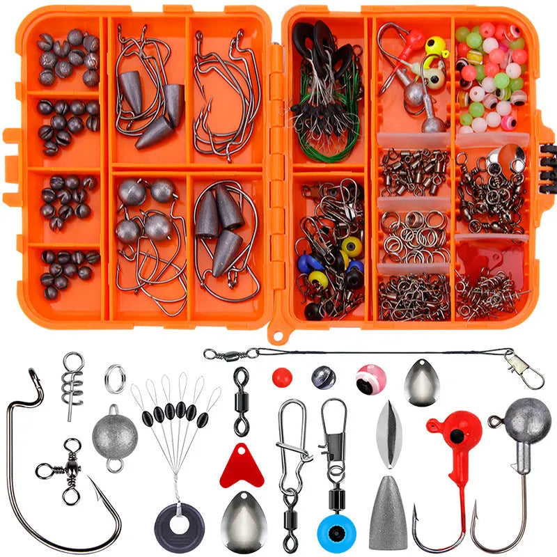 Weihe 257-piece fishing lure accessories kit in ABS storage box for Texas rigs and sea fishing