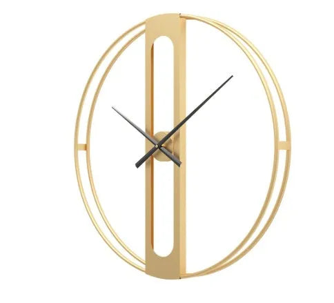 Round metal wall clock with 50cm diameter available in black or gold finish