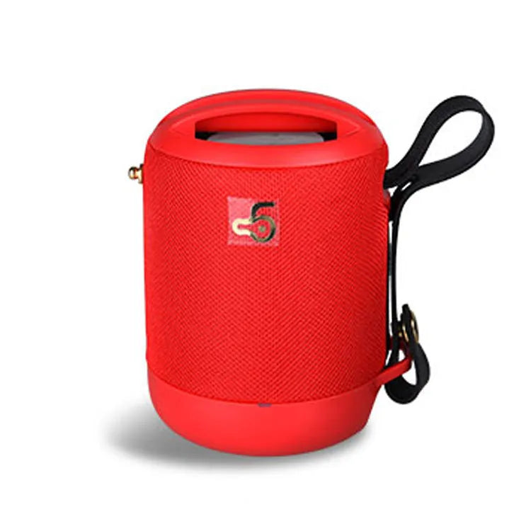 Compact square waterproof Bluetooth speaker in multiple colours with carrying strap.