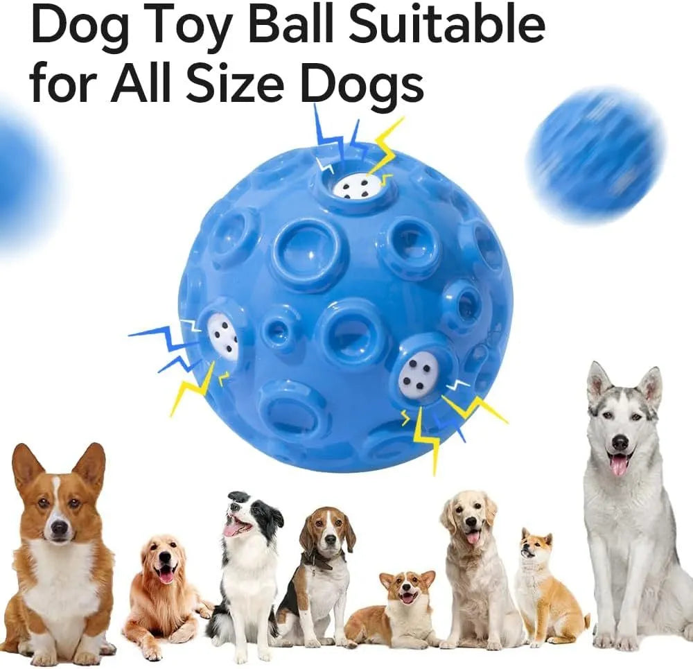 Durable dog toy ball for aggressive chewers with squeaky sound in black, blue, green, orange or yellow
