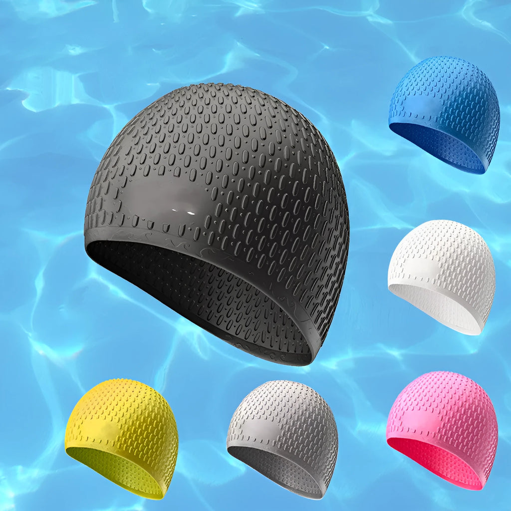 Silicone swimming cap adult waterproof hair protection in multiple solid colours