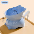 Stainless steel oblique anti-fall cat bowl in black, blue, pink, and yellow colours.