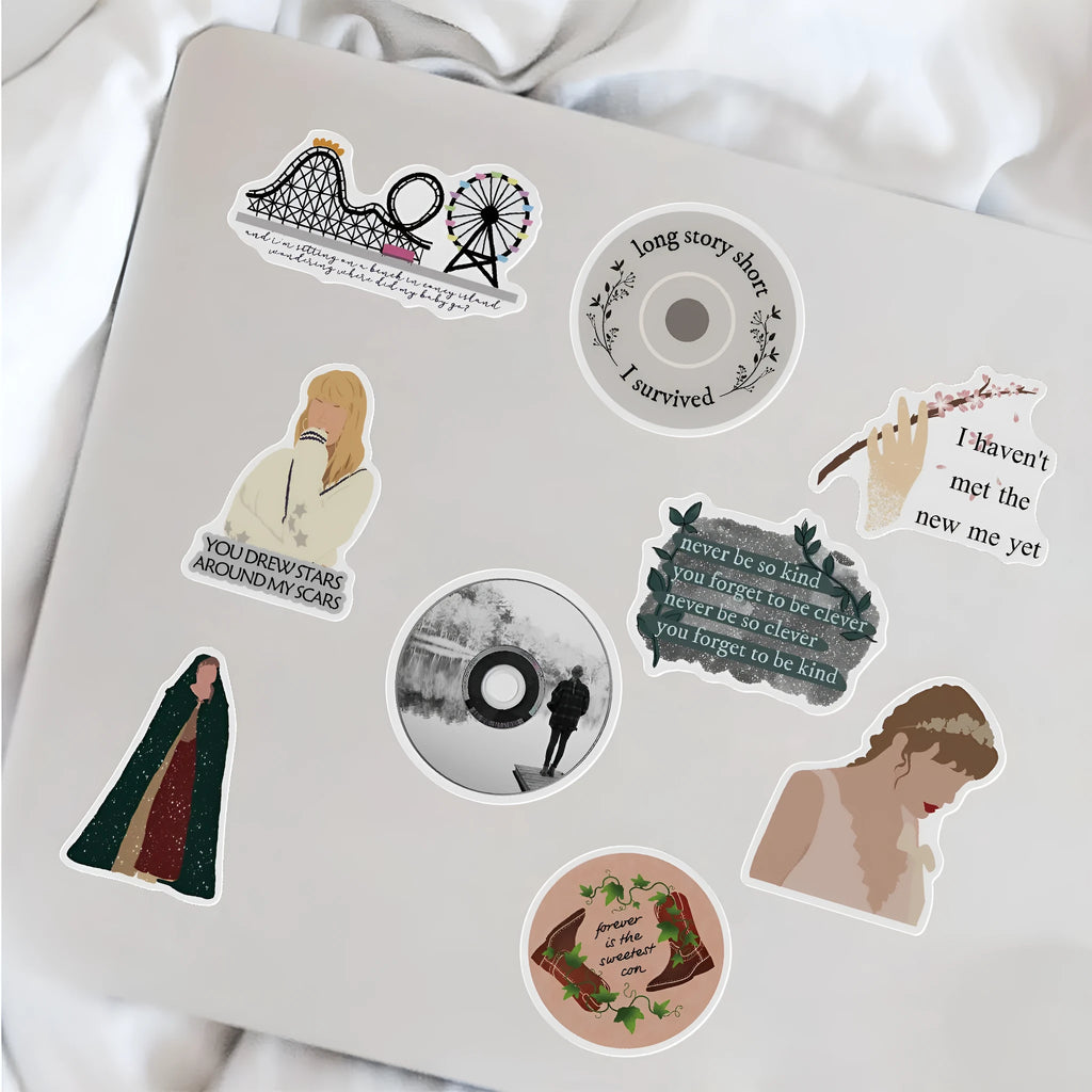 50 sheets of colourful graffiti and cartoon waterproof stickers measuring 4-6cm