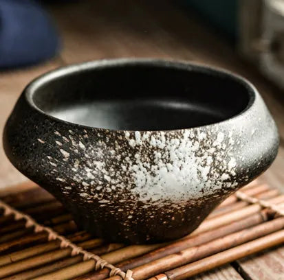 Porcelain Japanese soup bowl in stone conch shape with underglaze finish