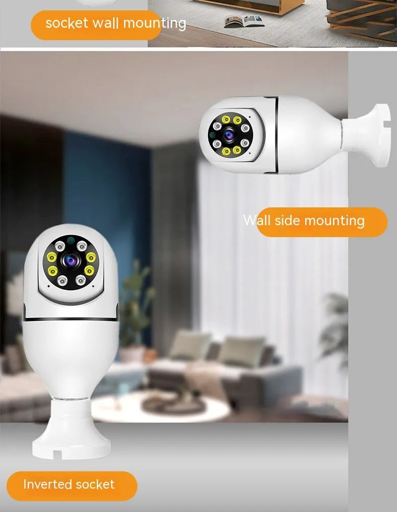 Wireless wifi bulb security camera with compact 5cm design for indoor outdoor monitoring