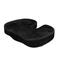 Black U-shaped memory foam office seat cushion showing contoured design for hip support