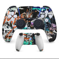 PS5 controller with anti-scratch handle stickers applied, showing micro frosted PVC texture.