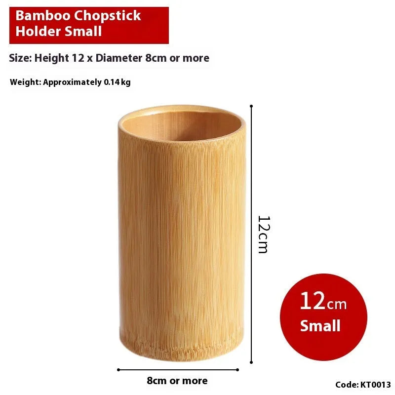 Natural bamboo chopstick holder tube in various sizes and styles including bevel and groove designs.