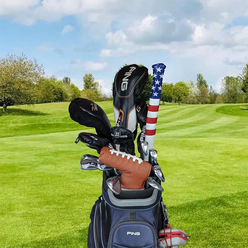 Black PU leather golf push rod sleeve for equipment protection
