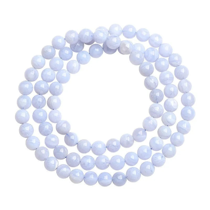 Blue agate beaded bracelet with natural striped patterns, 6-6.8mm beads