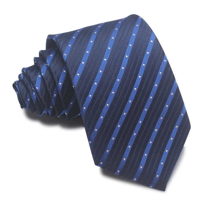 8cm wide polyester jacquard tie with striped pattern in arrow shape for business wear