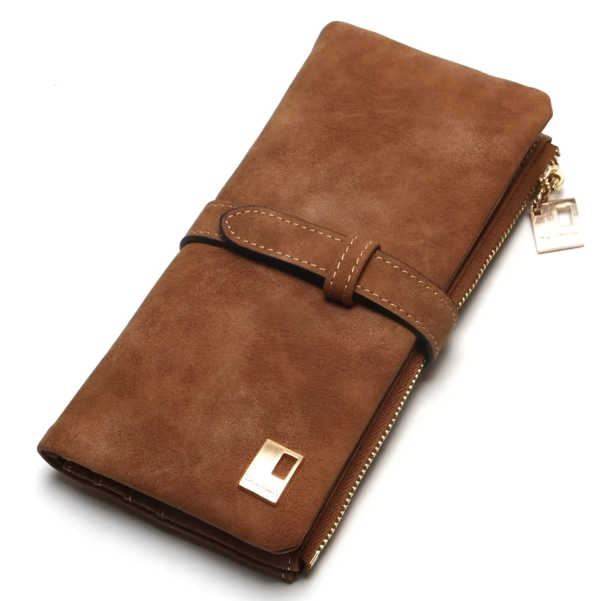Korean retro matte leather long wallet open showing card slots and coin compartment