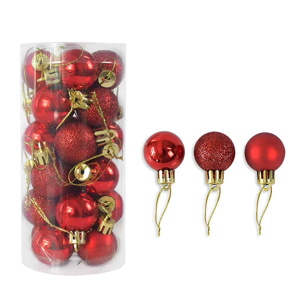 3cm diameter plastic Christmas baubles with shiny matte electroplated finish in multiple colours