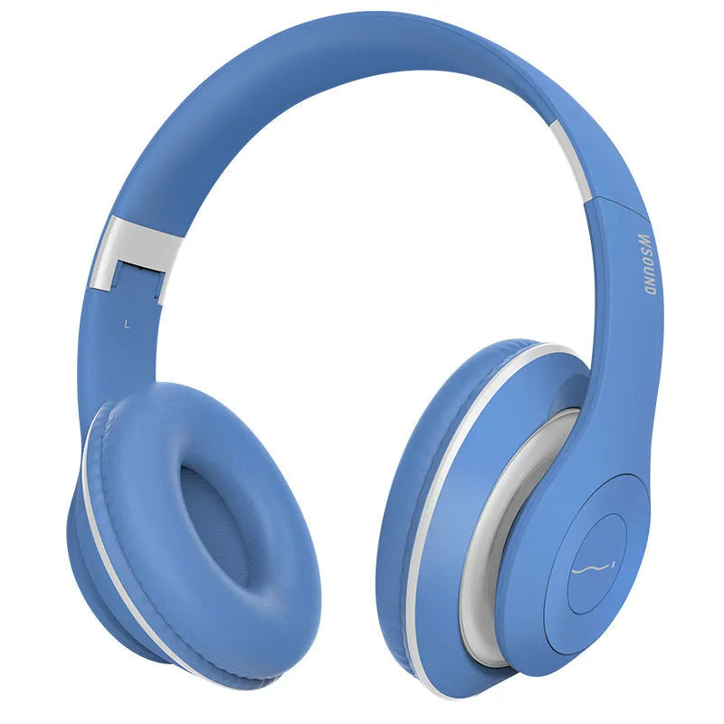 Blue and red Bluetooth wireless headset with bilateral stereo design for hands-free use